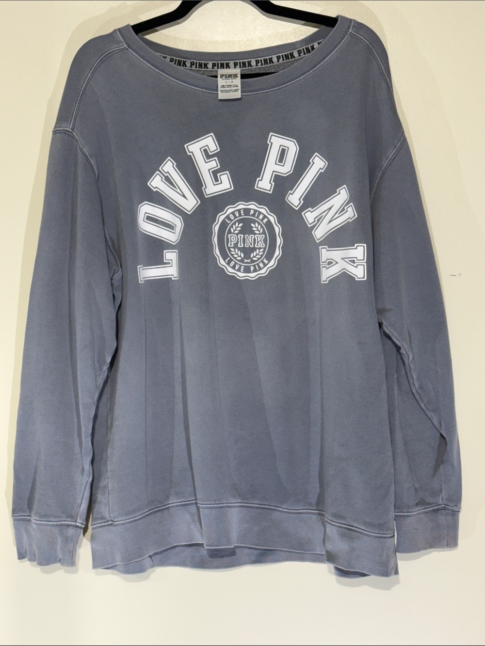 PINK Victoria's Secret Slate Gray 'LOVE PINK' Crewneck Sweatshirt